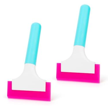 Imagem de Pacote com 2 rodos de borracha com cabo longo, lâmina de água macia de 12 cm de largura para tingimento de janela de carro, ferramenta de envoltório de vinil e bancada de cozinha – sem arranhões