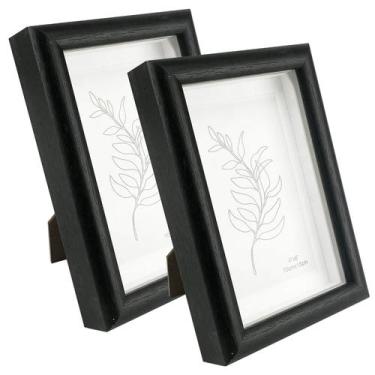 Imagem de Kit 2 Porta Retratos 10x15cm Borda Caixa Minimalista 6315 Cor:Preto - 