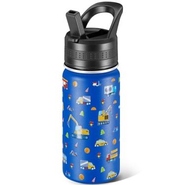 Imagem de Garrafa de água infantil, copo de água isolado de aço inoxidável 396.9 g à prova de vazamento, caneca de água escolar, pequeno e portátil, adequado para meninos e meninas usarem (carro de desenho