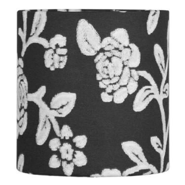 Imagem de Cúpula Cilindrica  de Abajur Tecido Floral Prata 15x16cm - MARRYLUZ