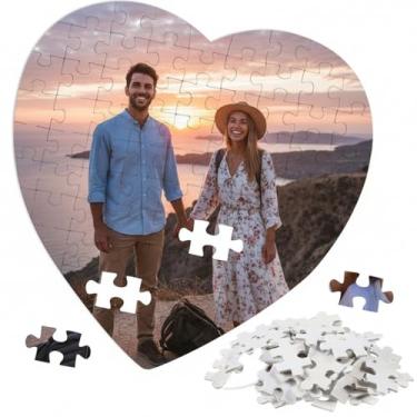 Imagem de Skylety 15 peças de quebra-cabeças em branco em forma de coração, quebra-cabeça em branco de sublimação DIY para decorações de dia dos namorados, suprimentos de festa para atividades