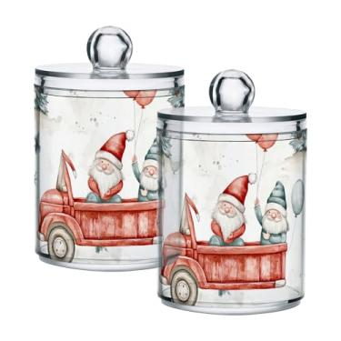 Imagem de xigua Pacote com 4 lindos suportes de Natal para bolas de algodão, cotonete – Frasco de plástico de boticário de armazenamento versátil transparente de 4 ml para banheiro e organização de