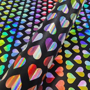 Imagem de LUVONA Papel de embrulho Rainbow Heart – Kraft preto, mini rolo 43 cm x 10 m – Papel de embrulho colorido para presente para dia dos namorados, casamento, aniversário