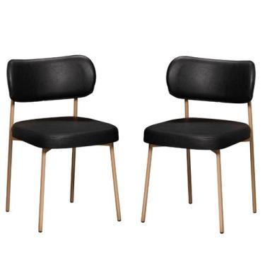 Imagem de Kit 2 Cadeiras Estofadas Camila Para Sala Jantar em Aço Est Dourada As
