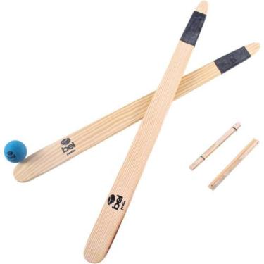 Imagem de Brinquedo Diverso KIT BETS Taco de Madeira + Bolinha com Acessórios