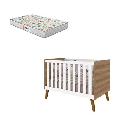 Imagem de Berço Americano Retro Ayla Branco Mezzo Com Colchão Gazin - Reller