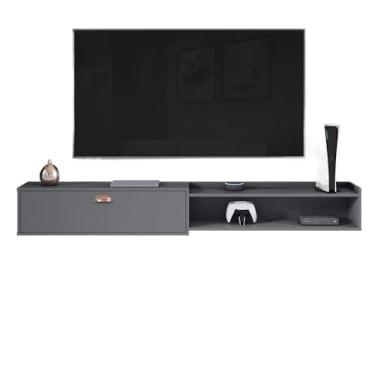 Imagem de Rack Suspenso para Tv 75 polegadas 1.80cm Decoração Sala Estar Nicho Organizador 1 Porta - OFERTA(Cinza)
