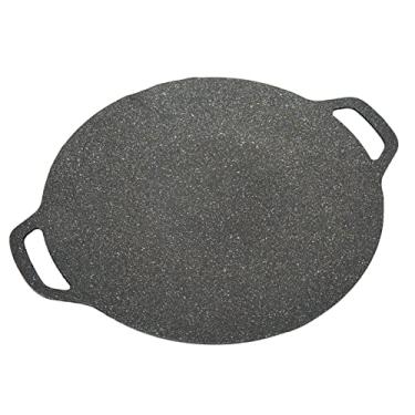 Imagem de SPYMINNPOO Panela de Grelha Coreana Antiaderente, Cozimento Rápido para Churrasco Interno e Externo, Grelha Redonda de Alumínio Fundido para Fogão de Indução a Gás Preto (30cm)