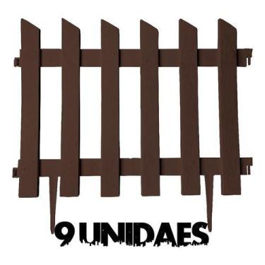 Imagem de Kit 9 Cercas Decorativa Ripa Jardim De Plástico Marron P 3mt - Wlplast