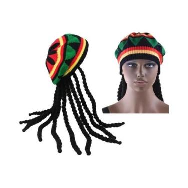 Imagem de Gorro Unissex De Tricô Estilo Jamaicano Bob Rasta Com Tranças, Peruca 