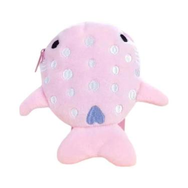 Imagem de Carteira De Moedas De Pelúcia Mini Baleia Tubarão Azul Com Zíper Para 