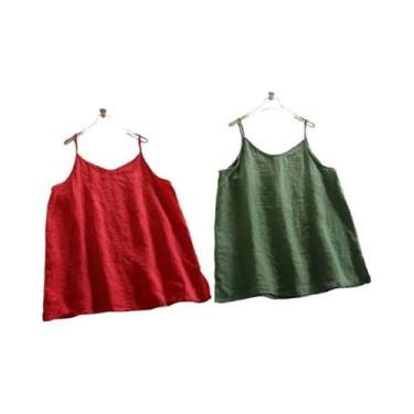 Imagem de Camisola Sem Mangas Feminina Com Decote Em V, Top Casual De Verão Para