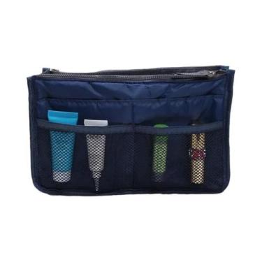 Imagem de Bolsa De Cosméticos De Nylon Para Mulheres Com Dupla Zíper Organizador