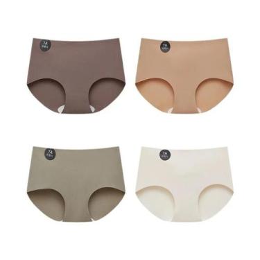 Imagem de Calcinhas De Seda Fria Sem Costura Para Mulheres 4PCS, Cuecas Finas E 
