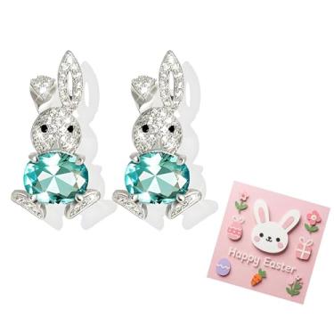 Imagem de Brincos de coelhinho da Páscoa para mulheres, conjunto de joias de coelho para presente, cesta de Páscoa e acessórios de primavera, Large, Acrílico, Sem pedra preciosa