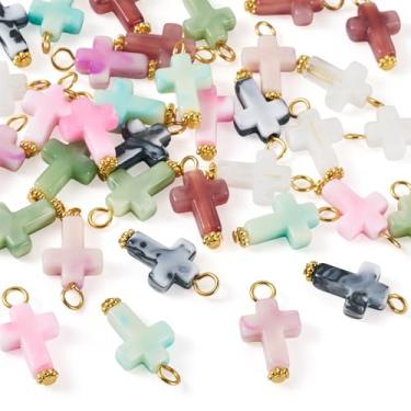 Imagem de Pingentes de cruz de acrílico, 105 peças, pingentes de cruz elegíveis coloridos para fazer joias católicas DIY, colar, pulseira, brinco, chaveiro