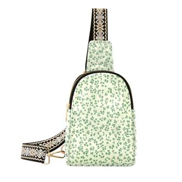 Imagem de CEBUGI Bolsa tiracolo feminina St.patricks Day Clover pequena bolsa tiracolo de couro para trilhas, viagens ao ar livre