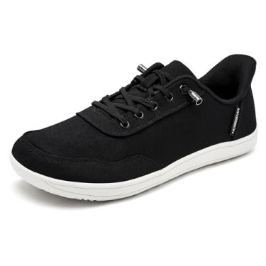 Imagem de HOBIBEAR Tênis masculino sem cadarço, confortável, largo, minimalista, de lona, Preto, 13 Wide Women/12 Wide Men