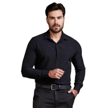 Imagem de Camisa Social Masculina Slim Manga Longa - Daze Modas, Preto, GG