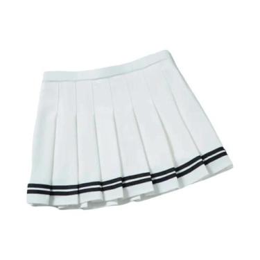 Imagem de Saia Mini Plissada Estilo Preppy Com Cintura Elástica Vintage Verão Mo