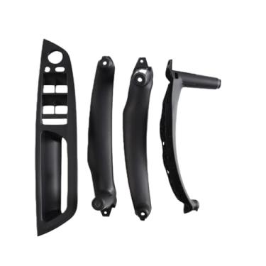 Imagem de Maçaneta interna da porta do carro, compatível com bmw x5, x5, e70, e71, e72, fibra de carbono, lhd, rhd, painel interno, capa de guarnição, 7 opções de cores(Black LHD)