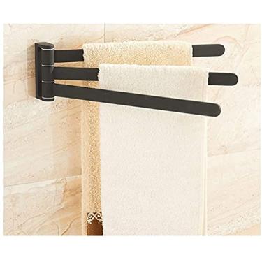 Imagem de 3FLQOOPP Toalheiro de banho de alumínio dobrável de latão antigo suporte de toalha de banheiro ativo prateleira dupla com ganchos acessórios de banheiro