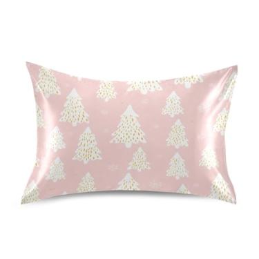 Imagem de Wassud Fronha de cetim de pinheiro para cabelo e pele, fronhas de seda lisa, tamanho queen, respirável, com fecho de envelope