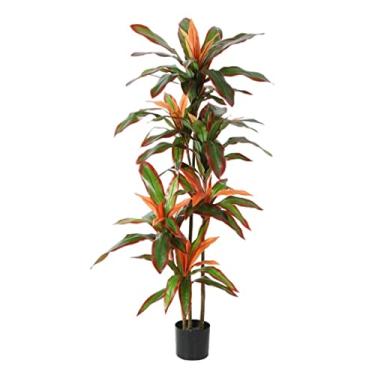 Imagem de SLGGPJBU Plantas falsas planta artificial planta artificial árvore de ferro vermelho interior plantas verdes falsas em vaso, sala de estar grande decoração externa plantas artificiais interior