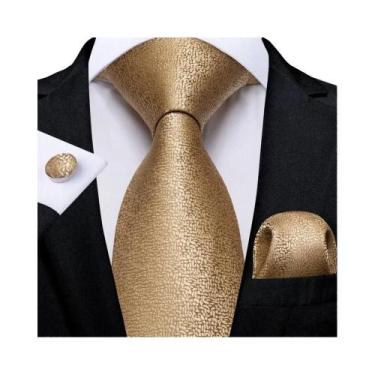 Imagem de Gravata De Seda Sólida Dourada Para Homens, Designer, Casamento, Negóc