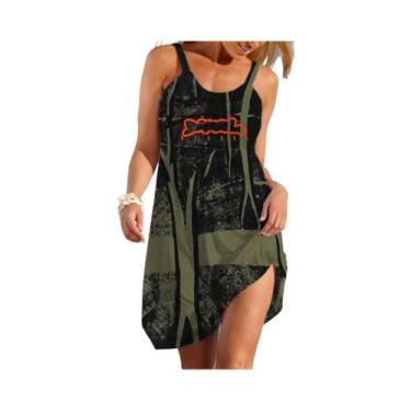 Imagem de Vestido Sem Mangas Estilo Étnico Feminino Casual De Verão Moda Urbana 