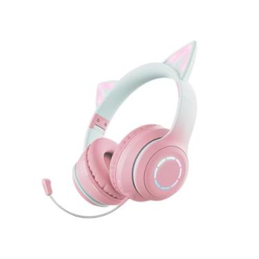 Imagem de VBESTLIFE Fone de Ouvido para Jogos Bluetooth, Fones de Ouvido Sem Fio Com Microfone, Efeitos de Luz LED RGB, Som Estéreo de Alto-falante de 40 Mm para Jogos Em PC, Viagens (Rosa)