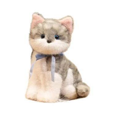 Imagem de Brinquedos De Pelúcia De Gato Simulados Em Cinza, Laranja, Preto E Bra