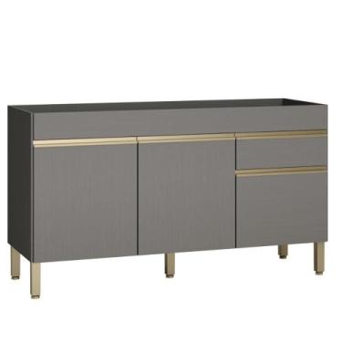 Imagem de Balcão Gabinete de Pia 150 cm 3 Portas Sem Tampo Kits Paraná - Kit's P