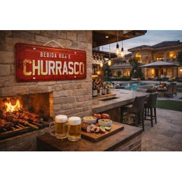 Imagem de Placa Carro Decorativa Enfeite Bebida Boa e Área de Lazer Mdf Madeira 