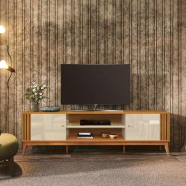 Imagem de Rack Grécia 2 Portas 200cm TV 75 Polegadas Ripado Lateral - Edn Móveis