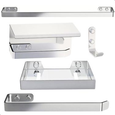 Imagem de Kit de Acessórios Para Banheiro Inox e Cromado 5 Peças F.MAX - FassinS