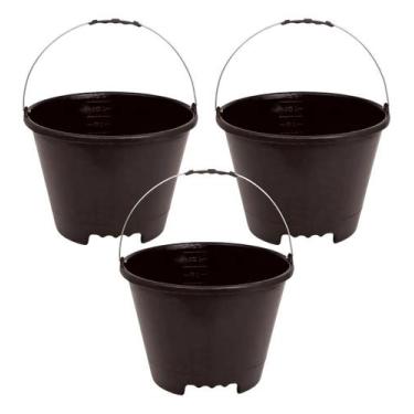 Imagem de Kit c/3 baldes de obra 12l preto terraplast - KIT MK