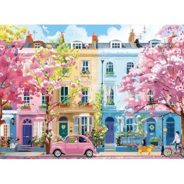 Imagem de Clendo Kit de pintura por números para adultos iniciantes, pintura adulta Spring Street por números em tela, artesanato de pintura acrílica para decoração de casa (41 x 50 cm)