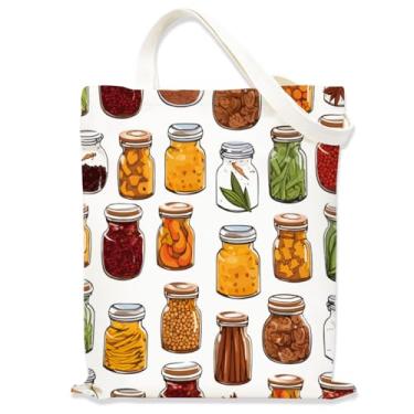 Imagem de Potes de conserva de desenho animado bolsa estética para mulheres e meninas, bolsas de pano com alças, sacola temática de jarra, sacolas fofas para mulheres, bolsa de compras reutilizável para viagens