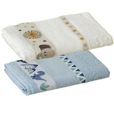 Imagem de Kit ( 2 ) Toalha de Banho KazzaVip Infantil 100% Algodão Jacquard Barr