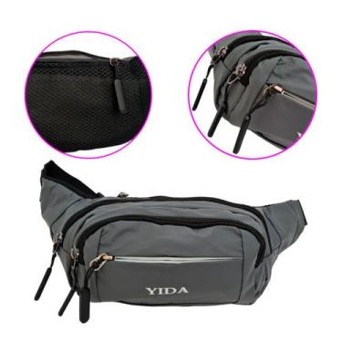 Imagem de Pochete motoqueiro masculina bolsa cintura  multiuso - Yida, Cinza cla