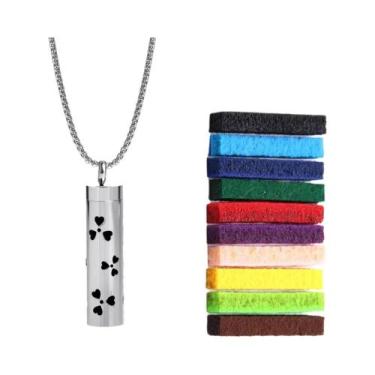 Imagem de Colar Difusor De Óleo Essencial Em Aço Inoxidável Para Mulheres Com Pa