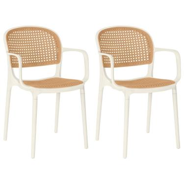 Imagem de Kit 2 Cadeiras De Jantar Roma Prática Com Braços Para Sala E Cozinha - Bege