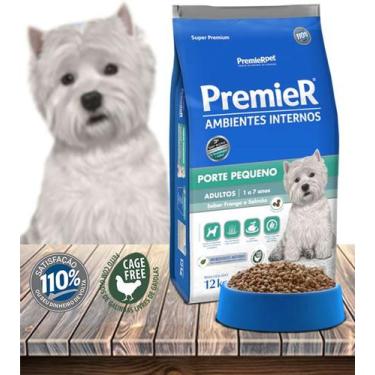 Imagem de Ração Seca PremieRPet Ambientes Internos Frango e Salmão para Cães Adu