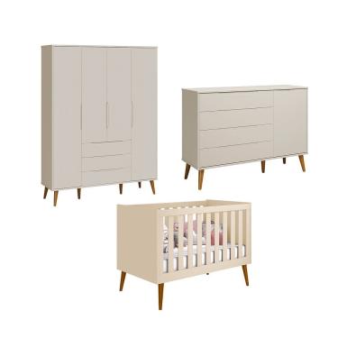 Imagem de Jogo De Quarto Retro Elfe Sapateira Areia Fosco - Moveisaqui