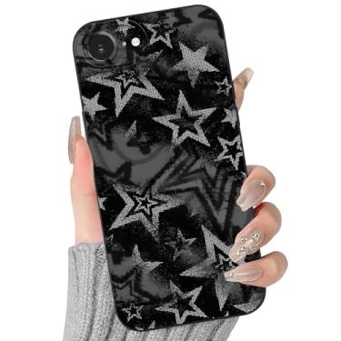 Imagem de Vulfwela Capa de telefone para iPhone 16e de 6,1 polegadas com estrelas legais fofas, estampa de estrela preta e branca estilo Y2K, capa protetora à prova de choque de TPU para mulheres e meninas