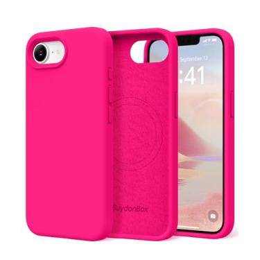 Imagem de SuydanBox Capa magnética para iPhone 16e, compatível com MagSafe, [forro de microfibra macio antiarranhões] Capa protetora de silicone fino à prova de choque para iPhone 16E de 6,1 polegadas, rosa
