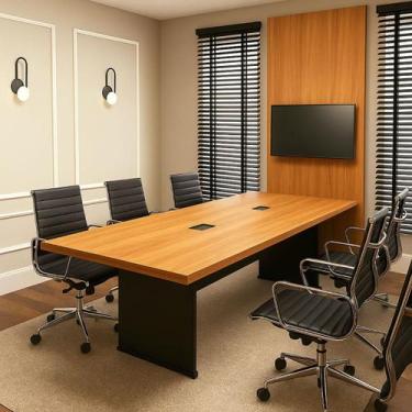 Imagem de Conjunto Escritório Mesa de Reunião 2,50m e Painel p/ TV F5 - F5 Offic