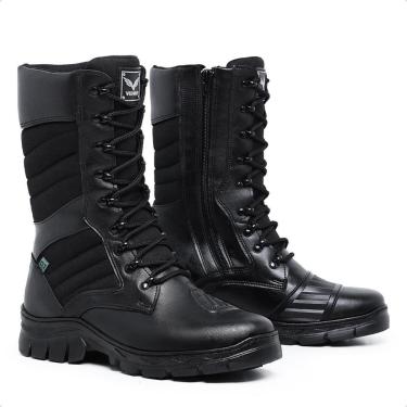 Imagem de Coturno Militar Masculino Motociclista Cano Médio De Amarrar Solado Costurado-Masculino