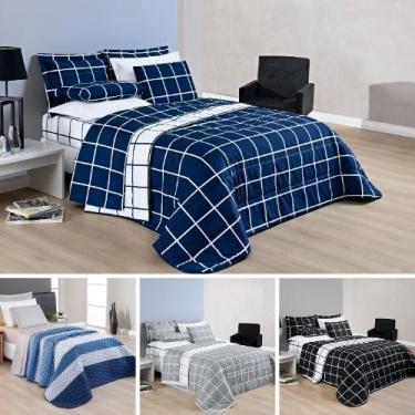 Imagem de Colcha cobre leito com porta travesseiro solteiro dupla face estampado